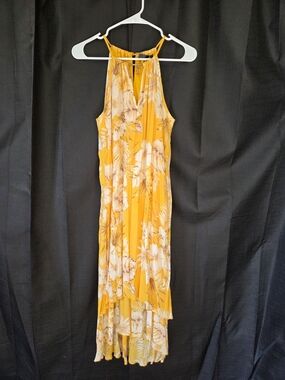 Yellow Floral Halter Maxi Dress - Brand: Mlle Gabrielle Size Small